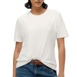 Damska koszulka z haftem Superdry Essential Logo. Białe t-shirty damskie Superdry., xl, bez wzorów, z bawełny, klasyczne, bez kołnierzyka. Za 112.00 zł.