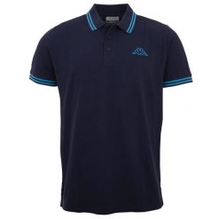 Koszulka polo, męska z krótkim rękawem Kappa Polo Shirt. Niebieskie koszulki polo męskie Kappa, m, bez wzorów, bez ramiączek. Za 79.99 zł.