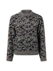 Marie Lund Damski sweter z dzianiny z wełną i moherem Kobiety Wełna szary|czarny wzorzysty, XS. Czarne swetry damskie Marie Lund, xs, bez wzorów, z dzianiny, bez kołnierzyka, bez ramiączek, bez kaptura. Za 399.95 zł.