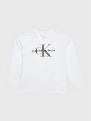Calvin Klein Jeans Bluzka Monogram IN0IN00005 Biały Regular Fit. Białe bluzki dla dziewczynek Calvin Klein Jeans, bez wzorów, z bawełny, bez kołnierzyka, bez ramiączek. Za 129.99 zł.