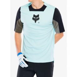 Koszulka rowerowa męska Fox Defend SS Jersey Elevated. Niebieskie buty sportowe męskie FOX, m, bez wzorów, z jersey, bez kołnierzyka, bez ramiączek, rowerowe. Za 251.89 zł.