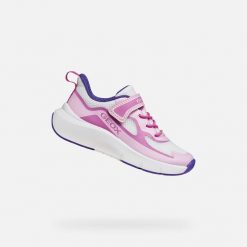 Sneakersy dziewczęcy Geox Pro-Ran. Białe buty sportowe dziewczęce Geox, bez wzorów, bez zapięcia. Za 290.50 zł.