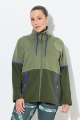 Damskie Bluza dresowa dwukolorowa stójka kieszenie z zamkiem błyskawicznym. Zielone bluzy damskie Ulla Popken, m, bez wzorów, z bawełny, bez kaptura. Za 279.99 zł.
