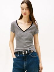 Tommy Jeans Koszulka Kobiety Bawełna czarny|biały, S. Białe t-shirty damskie Tommy Jeans, s, bez wzorów, z bawełny, eleganckie, bez kołnierzyka. Za 119.95 zł.