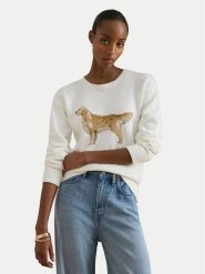 LAUREN RALPH LAUREN Sweter 200P10148001 Biały Relaxed Fit. Białe swetry damskie Lauren Ralph Lauren, xl, bez wzorów, z bawełny, bez kołnierzyka, bez ramiączek, bez kaptura. Za 1,199.00 zł.