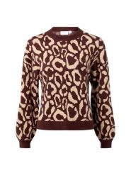 Vila Sweter damski z dzianiny - VITip Kobiety brązowy|beżowy wzorzysty, M. Brązowe swetry damskie Vila, m, bez wzorów, z dzianiny, eleganckie, bez kołnierzyka, bez ramiączek, bez kaptura. Za 199.95 zł.