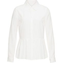 Bluzka satynowa z plisowaną wstawką bonprix biel wełny. Bluzki damskie bonprix. Za 49.99 zł.