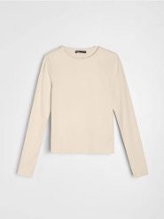 Bawełniana koszulka z długim rękawem - żółty. Żółte t-shirty damskie Sinsay, l, bez wzorów, z bawełny, bez kołnierzyka. Za 19.99 zł.