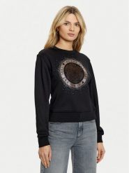 Guess Bluza W5RQ05 K7EX1 Czarny Regular Fit. Czarne bluzy damskie Guess, m, z aplikacjami, z bawełny, bez kaptura. Za 199.99 zł.