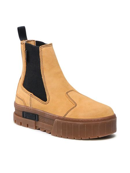 Puma Sztyblety Mayze Chelsea Suede Wn's 382829 04 Żółty. Żółte botki damskie Puma, ze skóry, bez obcasa, na płaskiej podeszwie, bez zapięcia. Za 409.99 zł.