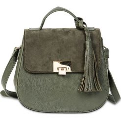 Torba listonoszka bonprix oliwkowo-złoty kolor. Zielone torby na ramię damskie bonprix, bez wzorów, eleganckie, bez dodatków. Za 99.99 zł.