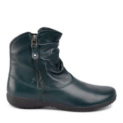 Botki Josef Seibel. Zielone botki damskie Josef Seibel, bez obcasa, na płaskiej podeszwie, bez zapięcia. Za 419.99 zł.