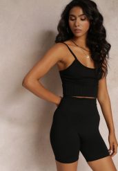 Czarne Szorty Push-Up z Wysokim Stanem Adalama. Czarne szorty sportowe damskie Renee, s, bez wzorów, sportowe, z podwyższonym stanem. Za 39.99 zł.