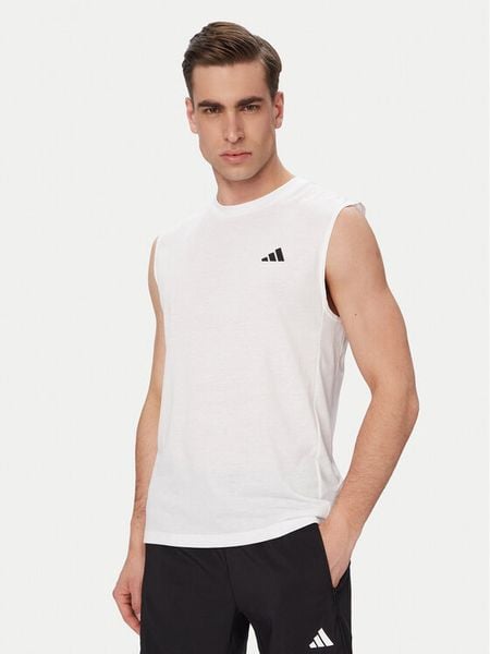 Adidas Koszulka techniczna Workout Essentials Feelready KD5424 Biały Regular Fit. Białe koszulki sportowe męskie Adidas, m, bez wzorów, z syntetyku, bez kołnierzyka, bez ramiączek, na fitness i siłownię. Za 75.99 zł.