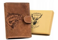 Portfel skórzany Always Wild N4L-CHM-FISH brązowy. Brązowe portfele męskie Always Wild, bez wzorów, z nubiku. Za 50.00 zł.