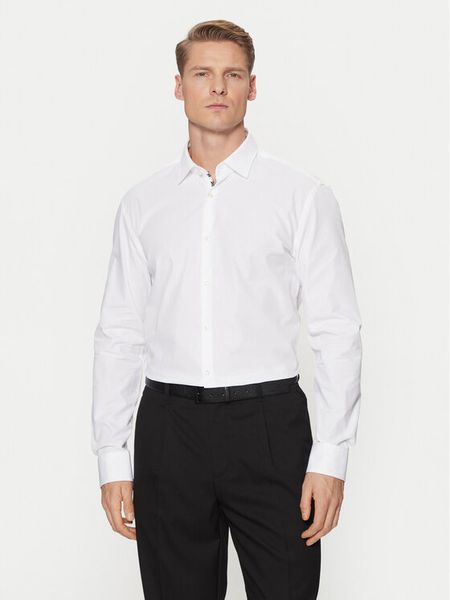 HUGO Koszula Koey 50534124 Biały Slim Fit. Białe koszule męskie Hugo, m, bez wzorów, z bawełny, biznesowe, bez kołnierzyka, bez ramiączek. Za 199.99 zł.