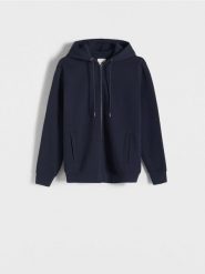 Rozpinana bluza z kapturem - granatowy. Niebieskie bluzy męskie Reserved, l, bez wzorów, z bawełny, z kapturem. Za 149.99 zł.