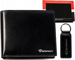 Zestaw prezentowy Rovicky R-SET-M-N992-KCS czarny. Czarne portfele męskie ROVICKY, bez wzorów, ze skóry. Za 64.00 zł.