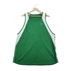 Koszulki na ramiączkach męskie zielone Nike. Zielone koszulki sportowe męskie Nike, l, bez wzorów, z materiału, bez kołnierzyka, bez ramiączek, na fitness i siłownię. Za 63.86 zł.