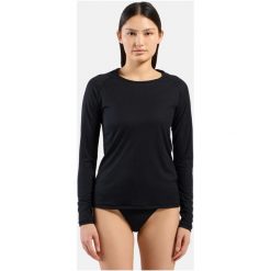 Koszulka BL TOP crew neck l/s ACTIVE LIGHT. Czarne t-shirty damskie Odlo, l, bez wzorów, z materiału, bez kołnierzyka. Za 229.99 zł.
