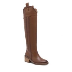 Kozaki GINO ROSSI. Brązowe kozaki damskie Gino Rossi, bez obcasa, na słupku. Za 579.99 zł.