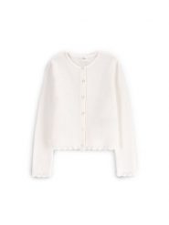 Coccodrillo Kardigan WC5172201EJG Écru Regular Fit. Swetry dla dziewczynek COCCODRILLO, bez wzorów, z bawełny, bez kołnierzyka, bez ramiączek, bez kaptura. Za 69.99 zł.