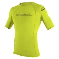 Koszulka do pływania męska O'Neill Basic Skins Rash Guard. Zielone koszulki sportowe męskie O'Neill, m, bez wzorów, bez kołnierzyka, bez ramiączek, do pływania. Za 177.00 zł.