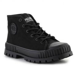 Buty do chodzenia unisex Palladium Pallashock Supply. Czarne obuwie sportowe damskie Palladium, bez wzorów, z materiału, trekkingowe. Za 465.90 zł.