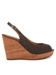 MICHAEL Michael Kors Sandały Rosie Wedge 40S6RSHS1B Brązowy. Brązowe sandały damskie MICHAEL Michael Kors, bez wzorów, ze skóry, bez obcasa, na koturnie, bez zapięcia. Za 699.99 zł.