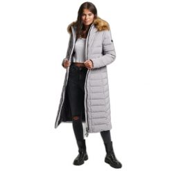 Damska długa kurtka Superdry Arctic. Szare kurtki damskie Superdry., bez wzorów, z puchu, bez kaptura. Za 763.80 zł.