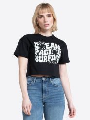 T-shirt Cropped Ocean Pacific. Czarne t-shirty damskie Ocean Pacific, xs, bez wzorów, z bawełny, klasyczne, bez kołnierzyka. Za 135.59 zł.