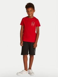 Tommy Hilfiger T-Shirt KB0KB09536 D Czerwony Regular Fit. Czerwone t-shirty dla chłopców Tommy Hilfiger, bez wzorów, z bawełny, bez ramiączek. Za 79.99 zł.
