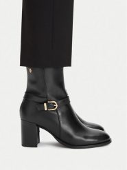 MEXX Botki EO-WI44-FARRAH-01 Czarny. Czarne botki damskie Mexx, ze skóry, bez obcasa, na słupku, bez zapięcia. Za 449.99 zł.