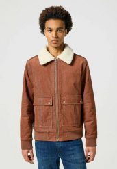 MĘSKA KURTKA PRZEJŚCIOWA WRANGLER CORDUROY AVIATOR ROOT 112357268. Brązowe płaszcze męskie Wrangler, l, bez wzorów, z bawełny, eleganckie, długie, bez kaptura. W wyprzedaży za 229.99 zł.