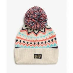 Czapka dzianinowa z wzorem dla kobiet Superdry. Niebieskie czapki i kapelusze damskie Superdry., bez wzorów, z dzianiny. Za 148.85 zł.