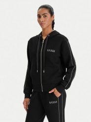 Guess Bluza W6RQ12 KBYE2 Czarny Regular Fit. Czarne bluzy damskie Guess, s, z aplikacjami, z syntetyku, bez kaptura. Za 479.99 zł.