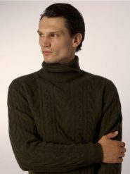 Wełniany sweter - ciemnozielony. Zielone swetry przez głowę męskie Reserved, l, bez wzorów, z dzianiny, bez kołnierzyka. Za 259.99 zł.