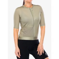 Koszulka kolarska damska Odlo Explorer Pro T-Shirt S/U Collar S/S Full Zip. Zielone koszulki sportowe damskie Odlo, s, bez wzorów, bez kołnierzyka, bez ramiączek, rowerowe. Za 434.99 zł.