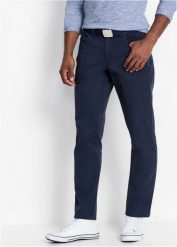 Spodnie regular fit z bawełnianego diagonalu, straight. Czarne spodnie materiałowe męskie bonprix, m, bez wzorów, z bawełny, klasyczne. Za 82.99 zł.