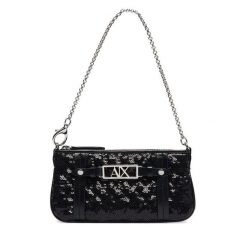 Torebka Armani Exchange. Czarne kopertówki damskie Armani Exchange, bez wzorów, bez dodatków. Za 479.99 zł.