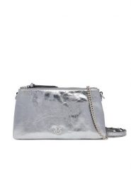 PINKO Torebka Double Mini Al 25-26 PLTT 105359 A2OT Srebrny. Szare torebki do ręki damskie Pinko, bez wzorów, ze skóry, bez dodatków. Za 1,379.00 zł.
