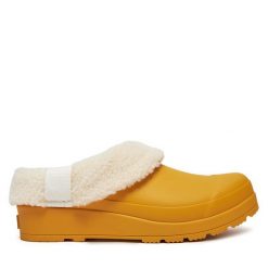 Kalosze Hunter. Żółte klapki damskie Hunter, bez wzorów, bez obcasa. Za 339.99 zł.