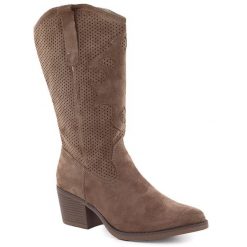 Kozaki damskie ażurowe kowbojki ciemny beż eVento 9450. Kozaki damskie eVento, z nubiku, bez obcasa. Za 199.99 zł.