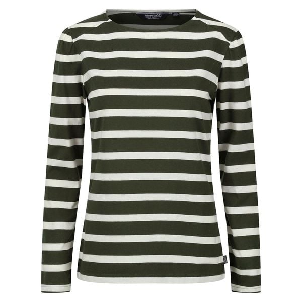 Damska Koszulka Z Długim Rękawem Federica Stripe. Białe t-shirty damskie Regatta, xs, bez wzorów, bez kołnierzyka. Za 50.99 zł.