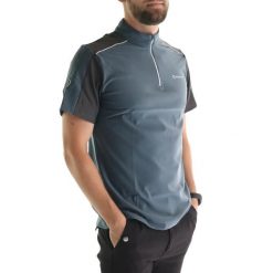 Koszulka polo do jazdy konnej Montar Ocean. Niebieskie koszulki polo męskie MONTAR, na lato, l, bez wzorów, z materiału, eleganckie, bez ramiączek. Za 272.00 zł.