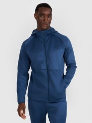 4F Bluza treningowa regular szybkoschnąca męska - granatowa XXL. Niebieskie bluzy męskie 4f, m, bez wzorów, z dzianiny, z kapturem, do biegania. Za 249.99 zł.