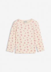 Bluzka z długim rękawem z elastycznej mieszanki bawełny organicznej. Brązowe t-shirty i topy dla dziewczynek bonprix, bez wzorów, z bawełny, bez ramiączek. Za 39.99 zł.