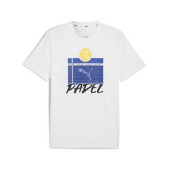 Męska koszulka Individual Padel z grafiką PUMA White. Białe koszulki sportowe męskie Puma, m, bez wzorów, bez kołnierzyka, bez ramiączek. Za 159.00 zł.