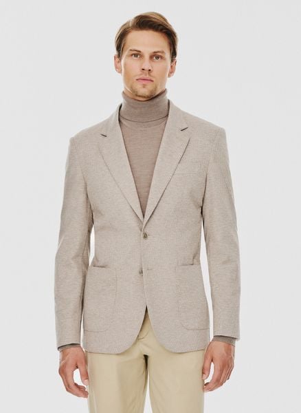 PAKO LORENTE – Beżowa marynarka męska. Brązowe marynarki męskie Pako Lorente, bez wzorów, z elastanu, casualowe. Za 549.99 zł.