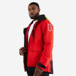 Kurtka żeglarska męska Tribord Sailing 500. Czerwone kurtki męskie Decathlon, l, bez wzorów, z materiału, bez kaptura. Za 499.99 zł.